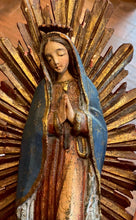 Load image into Gallery viewer, Vintage Folk Art Handpainted Carved Wood Our Lady of Guadalupe Mexican Statue
