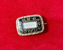 Load image into Gallery viewer, Antique Georgian Gold Filled Black Enamel Mourning Hair Brooch Pin C-Clasp Mini
