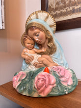 Load image into Gallery viewer, Vintage Religious TV Lamp 1950s Virgin Mary Baby Jesus Chalkware | Works!
