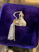 Load image into Gallery viewer, Vintage Judith Jack Sterling Silver Marcasite Black Enamel Perfume Fringe Brooch
