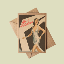 Load image into Gallery viewer, How Fabulous Retro Woman Brown Kraft Paper Card Any Occasion
