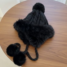 Load image into Gallery viewer, Faux Fur Pom-Pom Earflap Hat
