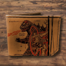 Load image into Gallery viewer, Backerton Printmaker Leather Wallet: Godzilla | Grey or Brown
