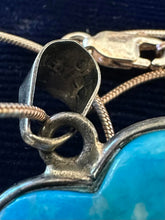 Load image into Gallery viewer, Vintage Signed RLS Mexico Sterling Silver Genuine Turquoise Heart Necklace 24"
