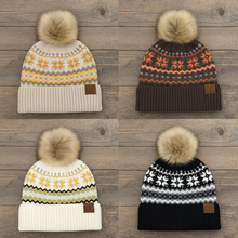 Load image into Gallery viewer, Nordic Fair Isle Beanie with Pom-Pom
