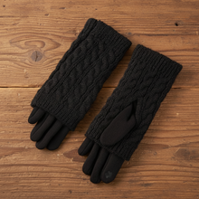 Load image into Gallery viewer, 3 in 1 Cable Solid Knit Textured Winter Gloves:
