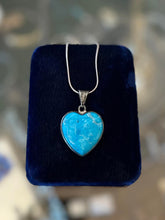 Load image into Gallery viewer, Vintage Signed RLS Mexico Sterling Silver Genuine Turquoise Heart Necklace 24"
