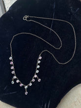 Load image into Gallery viewer, Vintage Art Deco Sterling Silver Watermelon Austrian Crystal Dainty Necklace 17"

