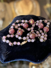 Load image into Gallery viewer, Vintage Pink &amp; Mauve Murano Latticino Wedding Cake Venetian Glass Bead Necklace
