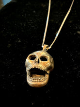 Load image into Gallery viewer, Vintage Solid Sterling Silver Articulated Skull Head Pendant Necklace 30" Rare
