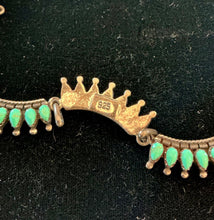 Load image into Gallery viewer, VTG Sterling Silver Petite Turquoise Teardrop Cabochon Segmented Collar Necklace
