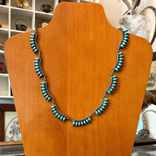 Load image into Gallery viewer, VTG Sterling Silver Petite Turquoise Teardrop Cabochon Segmented Collar Necklace
