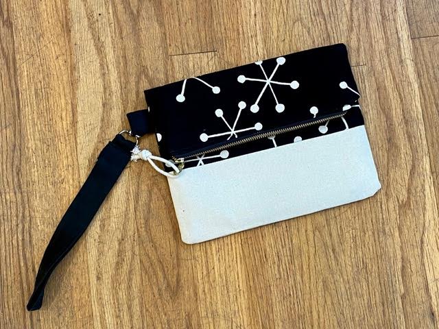 Locally handmade black & white Canvas Wristlet - exclusive to wit & whim!